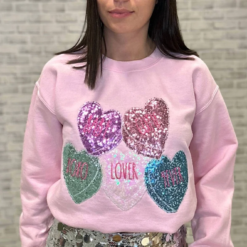 Price Smash Conversation Heart Sweatshirt In Light Pink