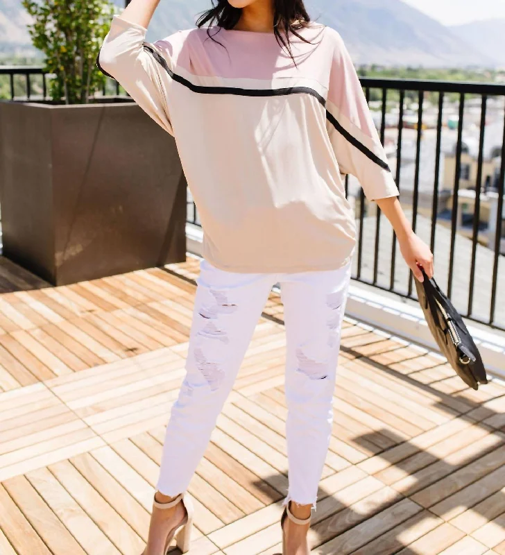 Instant Discount Coraline Colorblock Top In Mauve