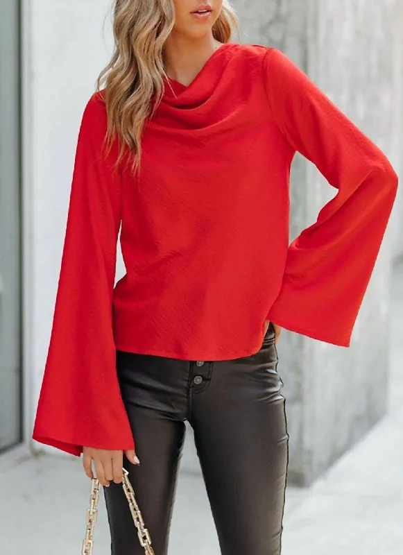 Sale Event Cowl Neck Blouse In Red