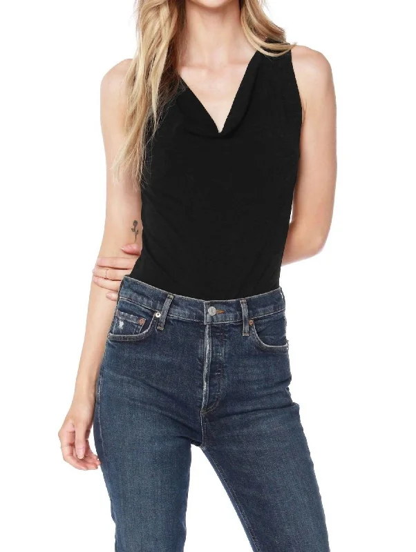 Hurry In Cowl Neck Bodysuit In Black
