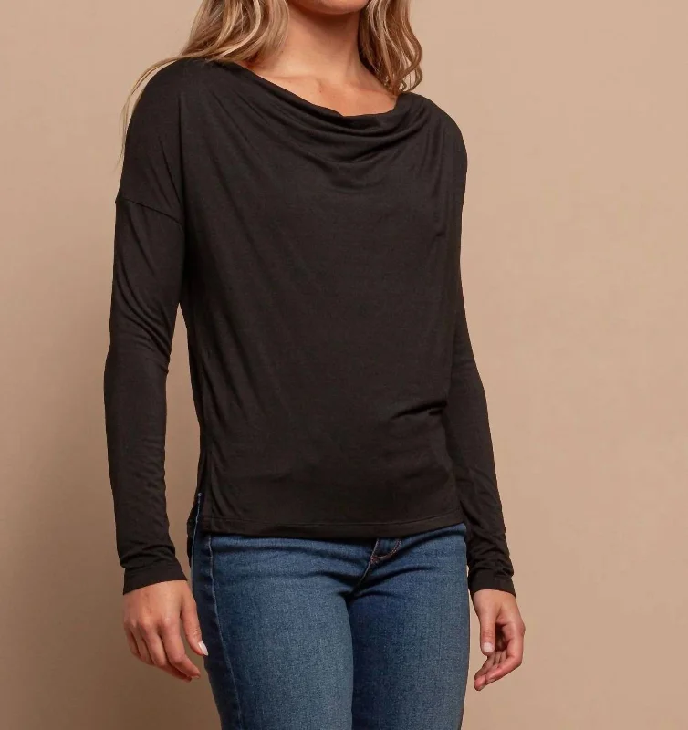 Best Bargains Cowl Neck Top In Black