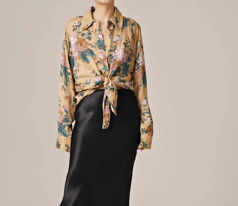 Grand Opening Sale Crepe Satin Shirt In Marigold