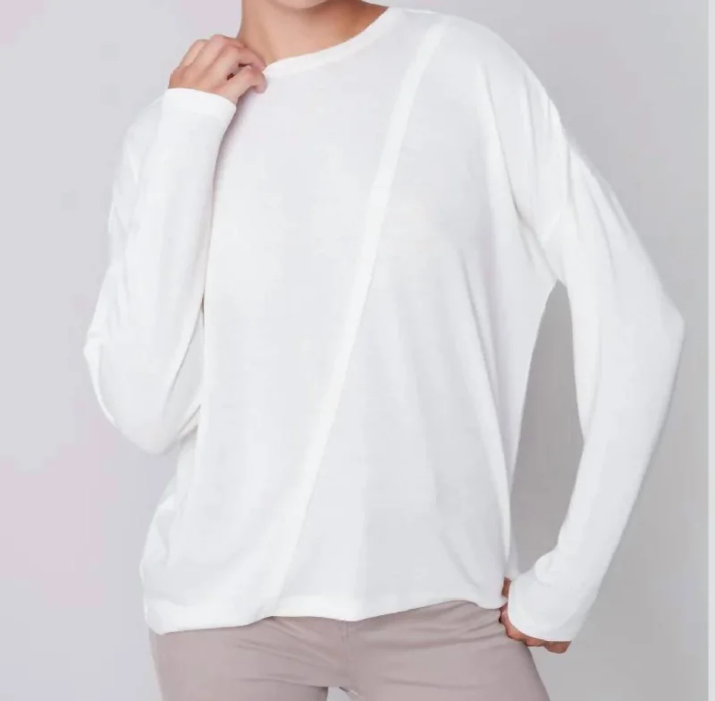 Deep Discounts Crew Neck Top In Cream