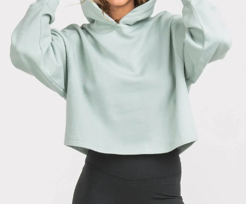 Major Savings Cropped Gym Class Hoodie In Moon Mist