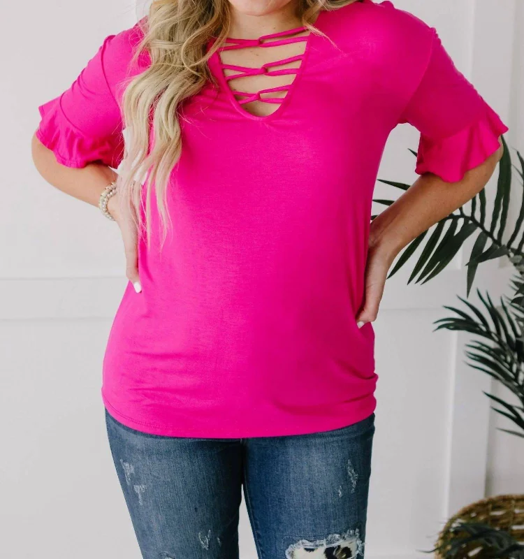 Mega Sale Crossing Wires Top In Fuchsia
