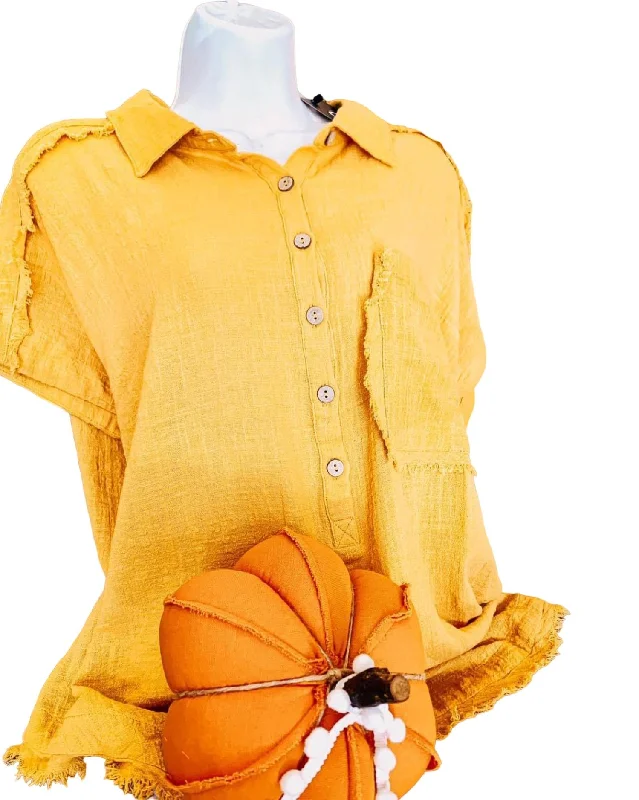 Weekend Special Cut Edge Dolman Sleeve Top In Golden