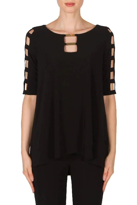 Price Rollback Cut Out Sleeve Top In Blue