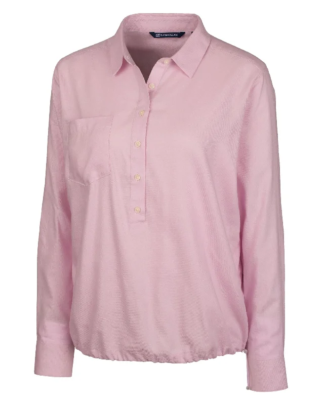 Limited Availability Cutter & Buck Ladies' Windward Twill Long Sleeve Popover Shirt