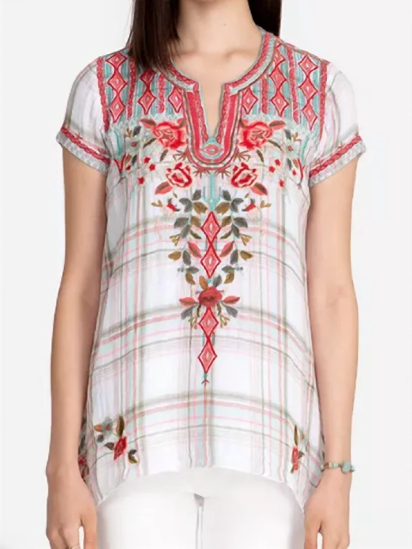 Price Rollback Cyrielle Notched Neck Drape Top In Plaid
