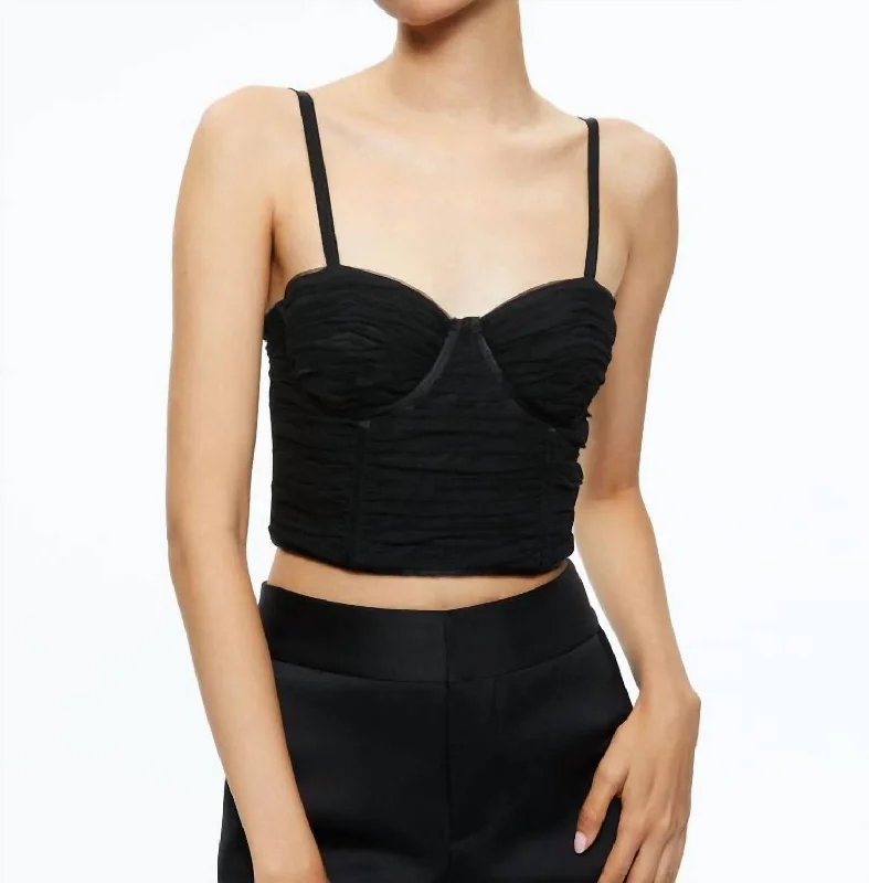 Blowout Sale Damia Ruched Bustier Top In Black
