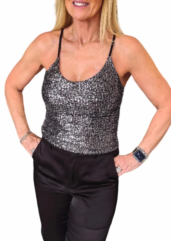 Stock Clearance Dazzling Sequin Tank In Silver