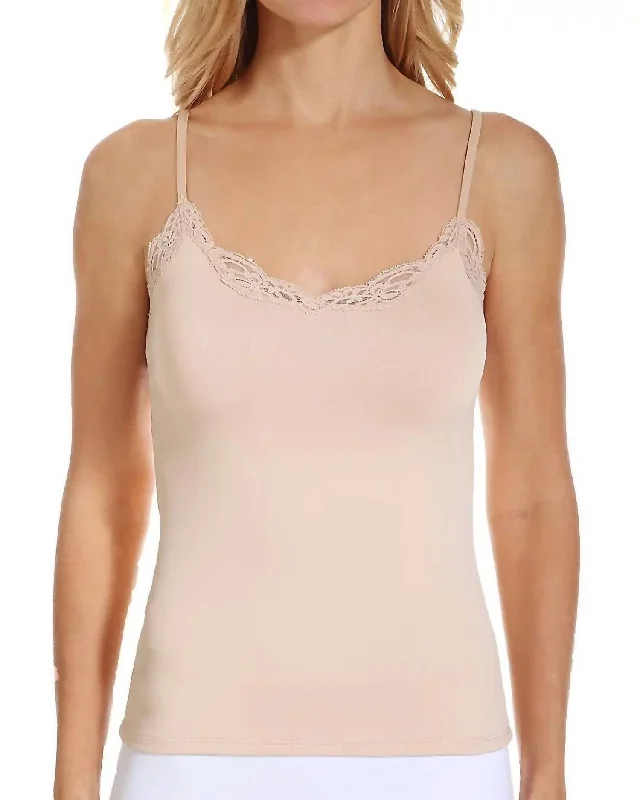 New Markdowns Delicious With Lace V Neck Cami In Parchment