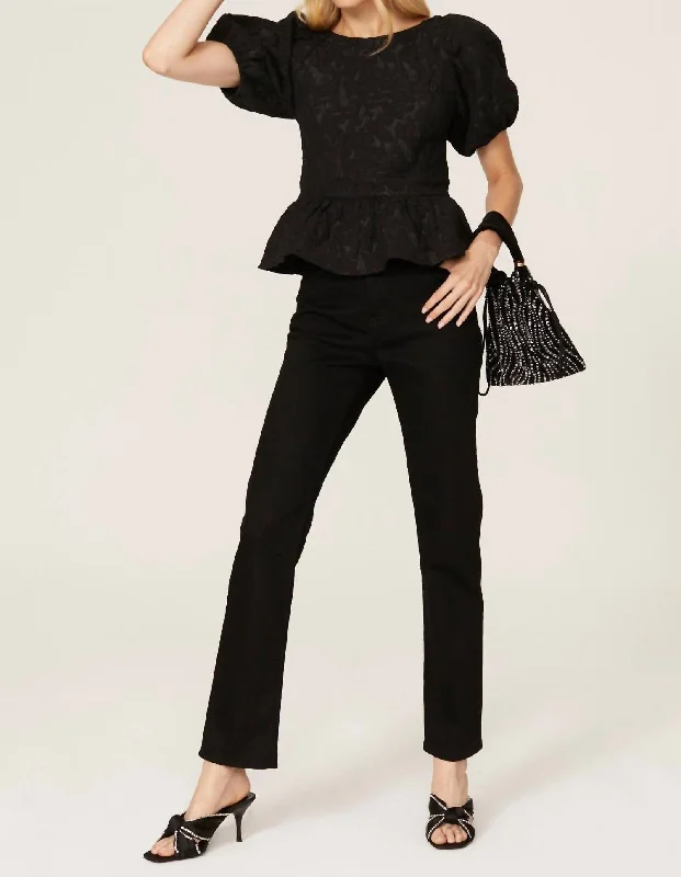 Crazy Deals Delilah Peplum Top With Bow Tie In Black