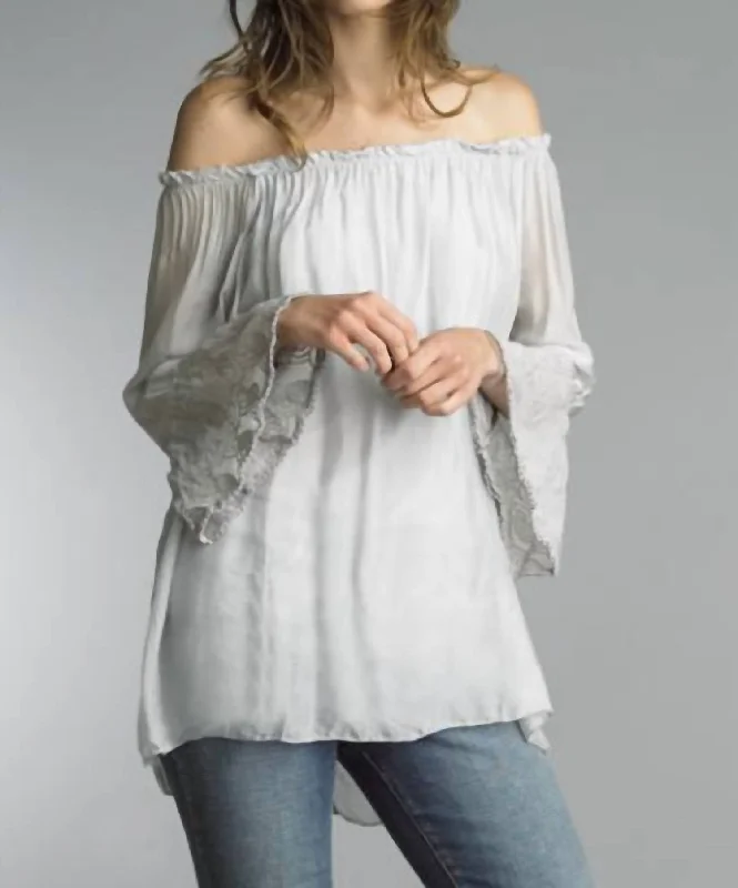 Exclusive Access Denim Embroidered Tunic In Grey
