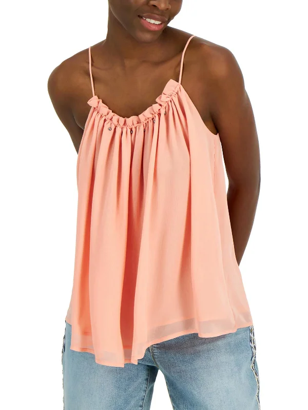 Savings Galore Desert Oasis Womens Beaded Ruffled Trim Shell
