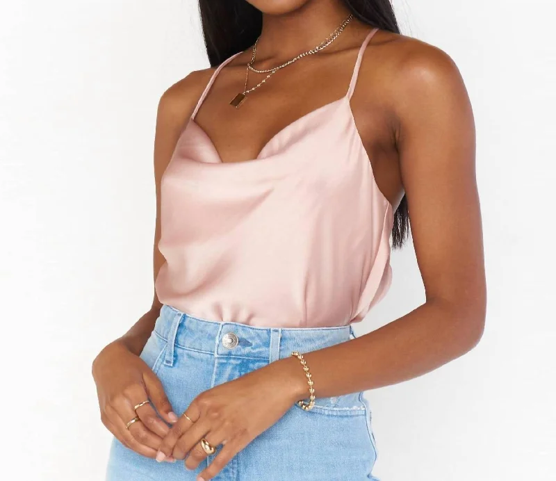 Huge Discounts Diane Bodysuit In Rose Gold Luxe Satin