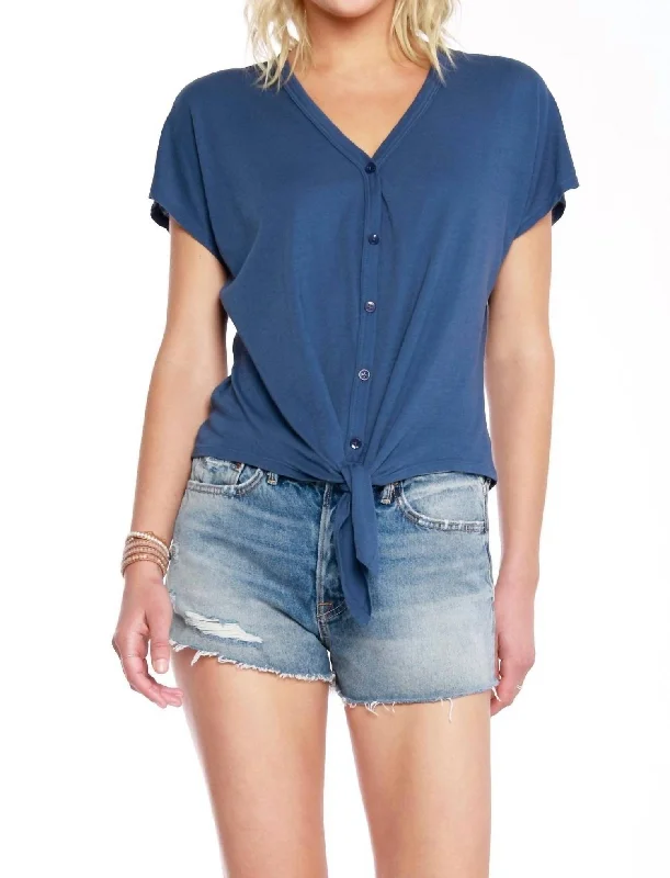 Year-End Sale Dolman Tie Front Top In Coast
