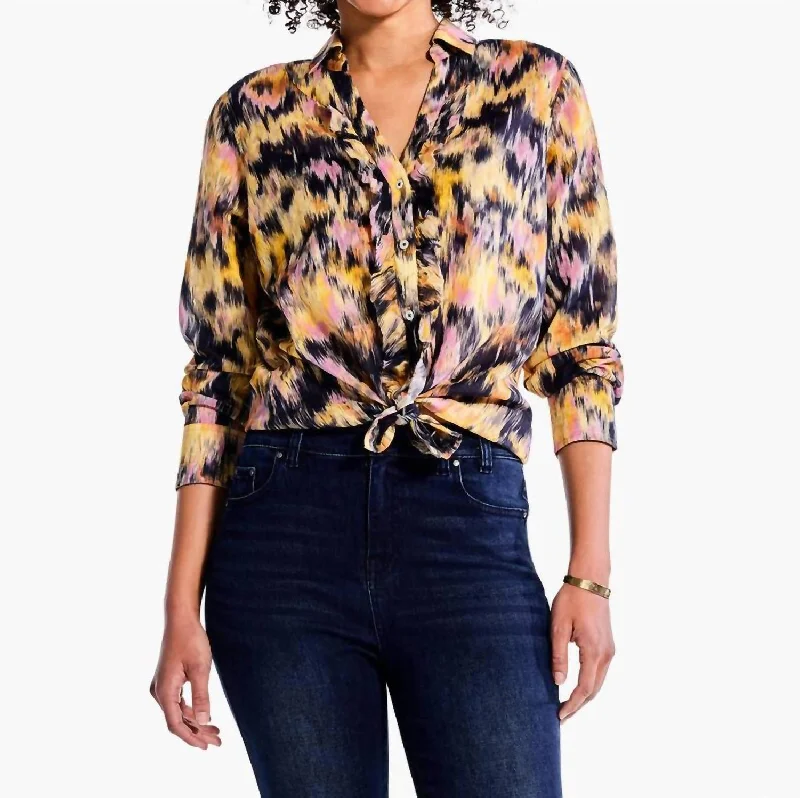Bargain Prices Dreamy Refined Ruffle Shirt In Yellow Multi
