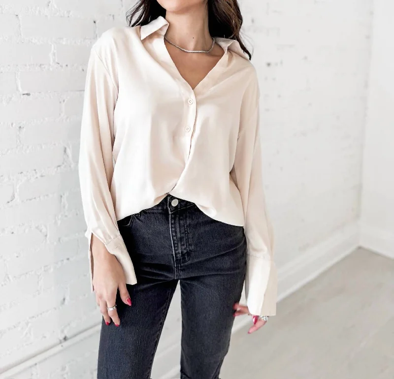 Bargain Prices Evangelista Button Down Blouse In Nude