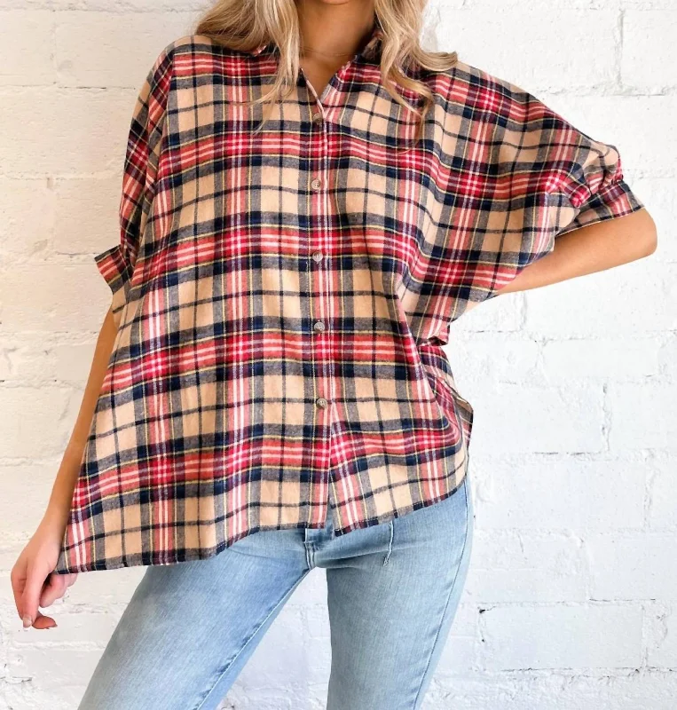 While Supplies Last Favorite Flannel Top In Tan