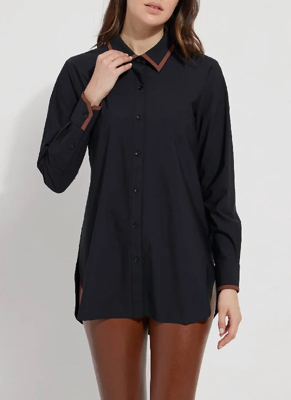 Epic Deals Faye Contrast Trim Schiffer Top In Black