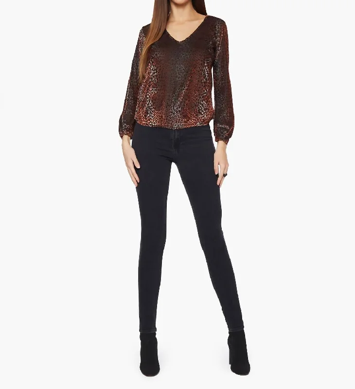 Bargain Prices Fennel Long Sleeve Top In Rust Burnout Velvet