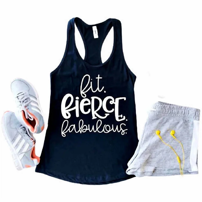 Final Clearance Fit Fierce And Fabulous Racerback Tank In Black