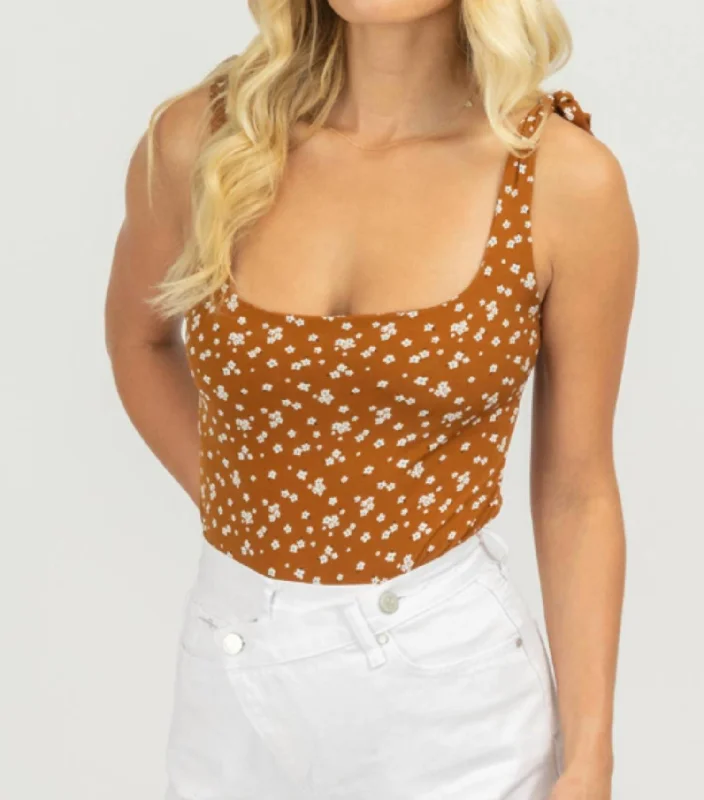 Savings Galore Floral Squareneck Bodysuit In Brown