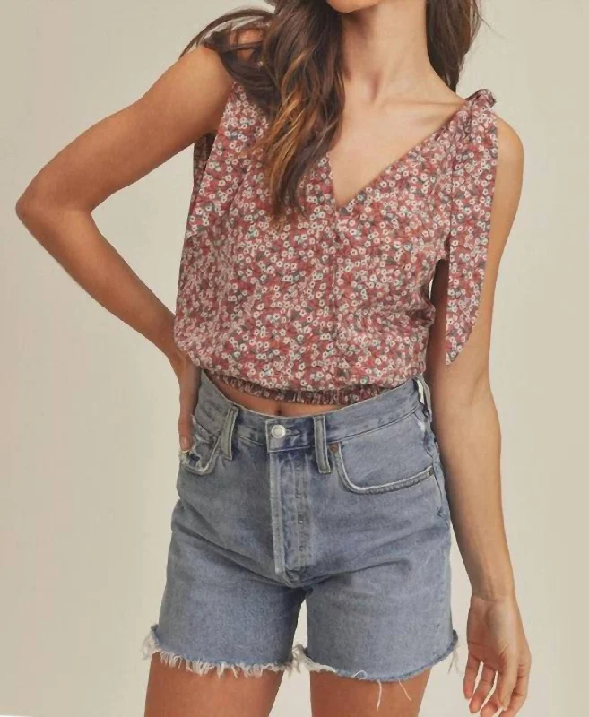 Don't Wait Floral Tank Blouse In Mauve