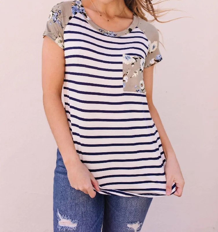 Super Deal Flower Power Raglan Top In Sage