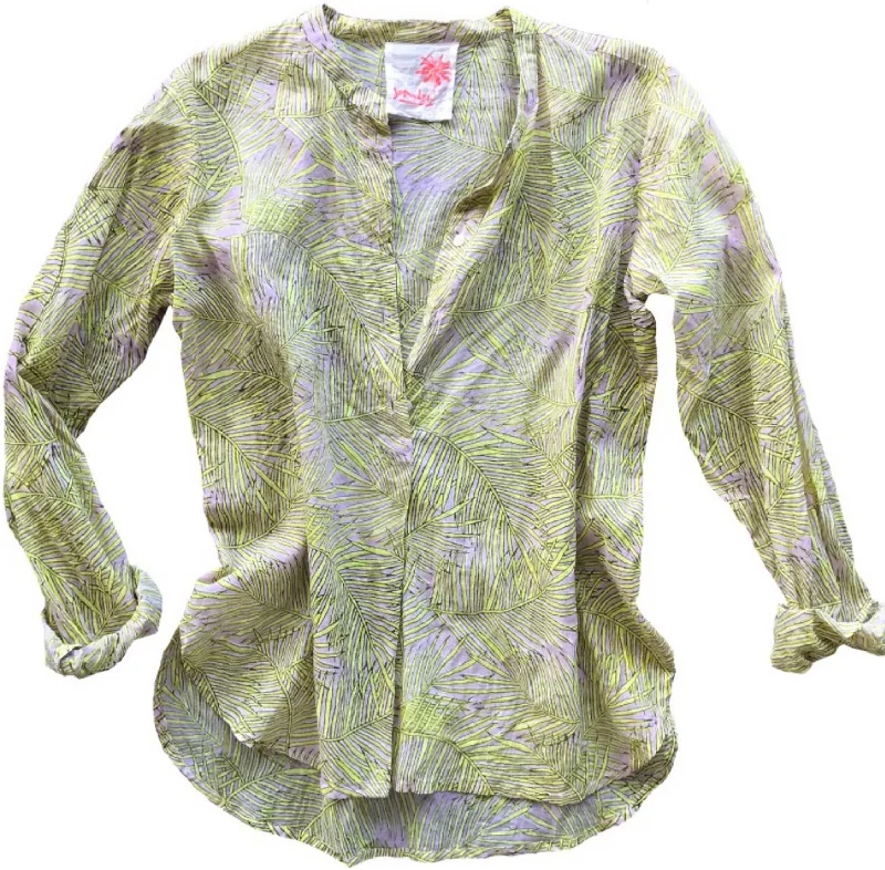 Limited Time Offer Frond Button Up Shirt In Yellow