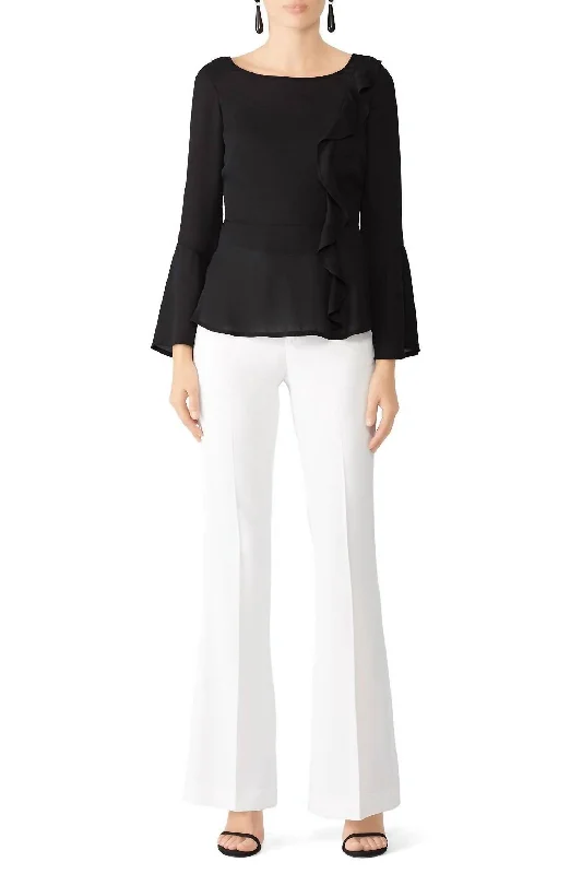 Closeout Front Ruffle Top In Black