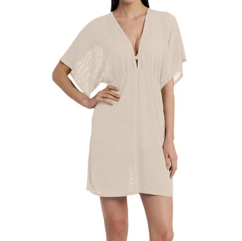 Lowest Price Gofret Dolman Sleeve V-Neck Tunic In Jor Beige