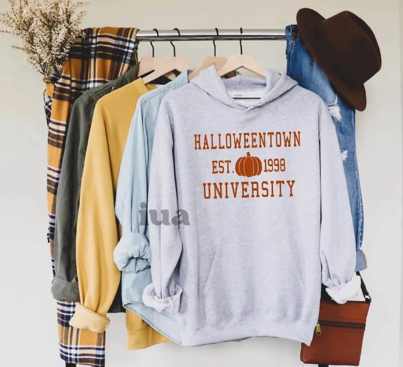 Savings Alert Halloweentown Hooded Sweatshirt In Heather Grey