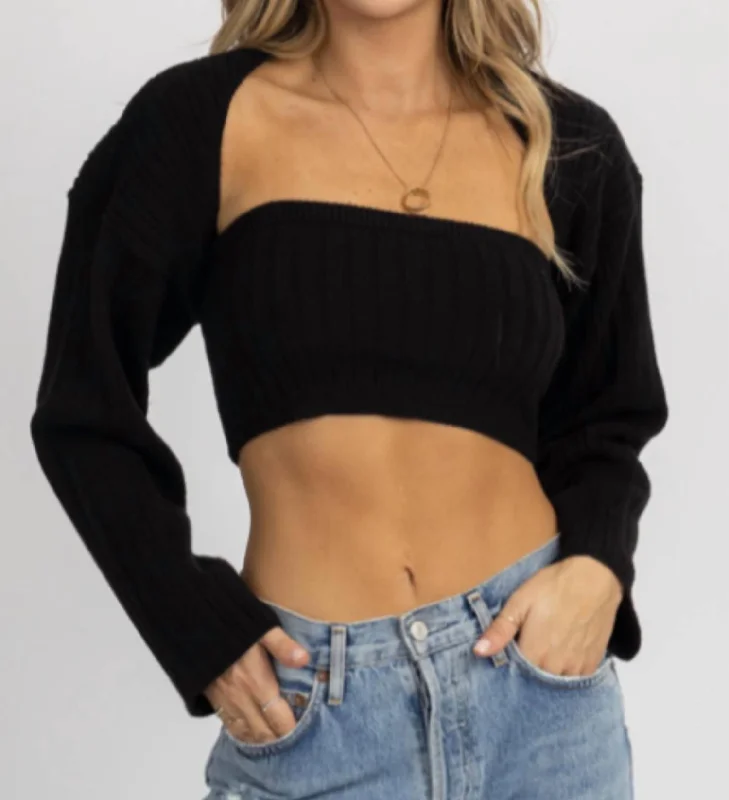 Extra Savings Harris Ribbed Knit Bolero Set In Black
