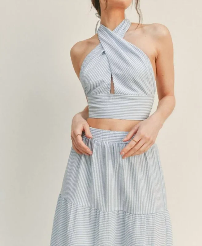 Exclusive Offers Havanna Halter Top In Sky Blue