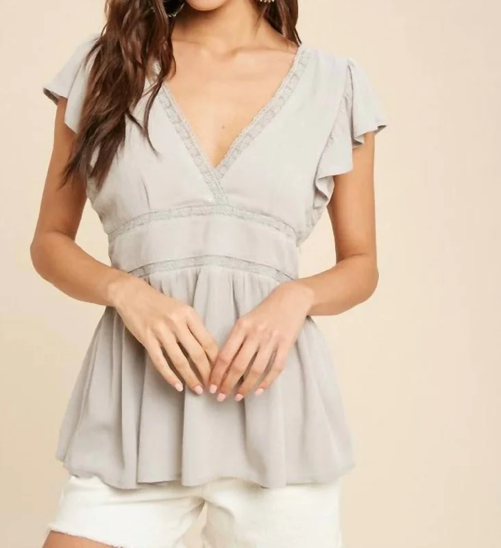 Unbeatable Prices Holly Flutter Sleeve Tie-Back Top In Dove Grey