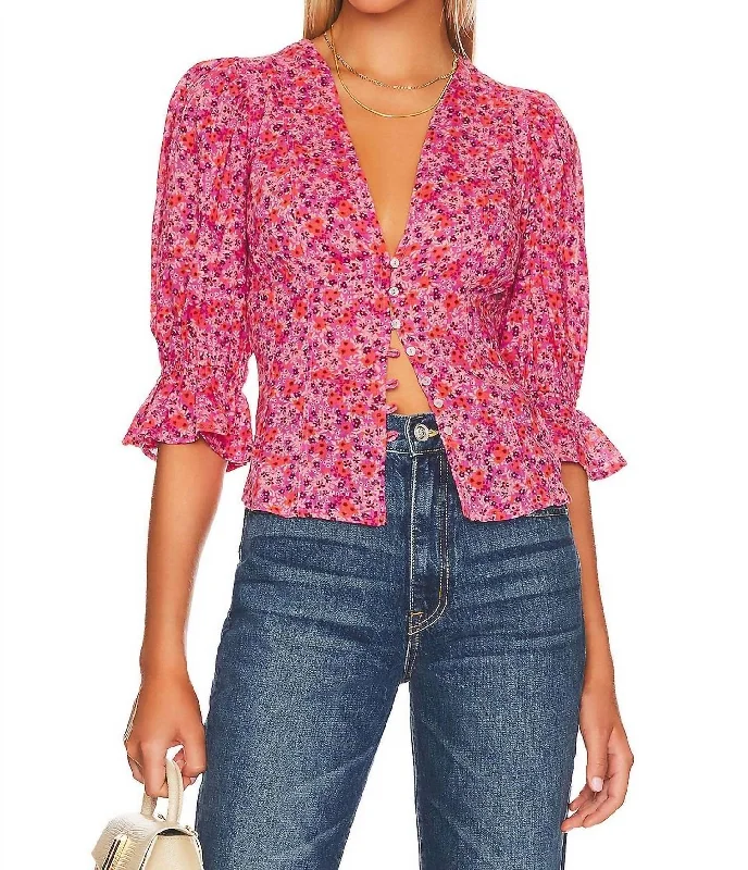 Hurry In I Found You Printed Top In Pink