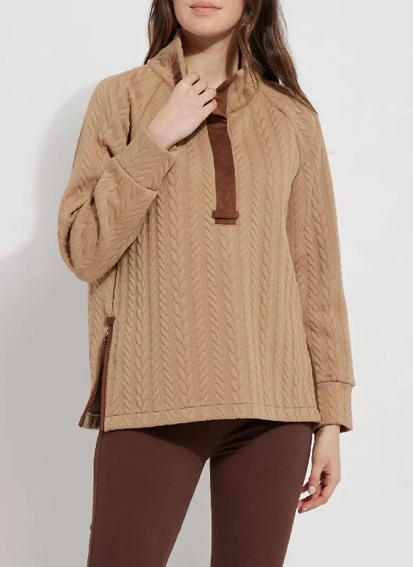 Crazy Savings Iris Quilted Jersey Pullover In Warm Biscuit