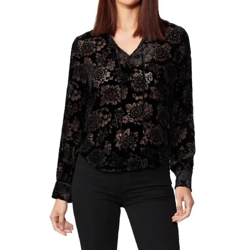Flash Sale Ivonne Top In Black/russian Folk Floral