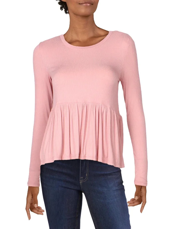 Limited Quantity Juniors Womens Peplum Ribbed Top