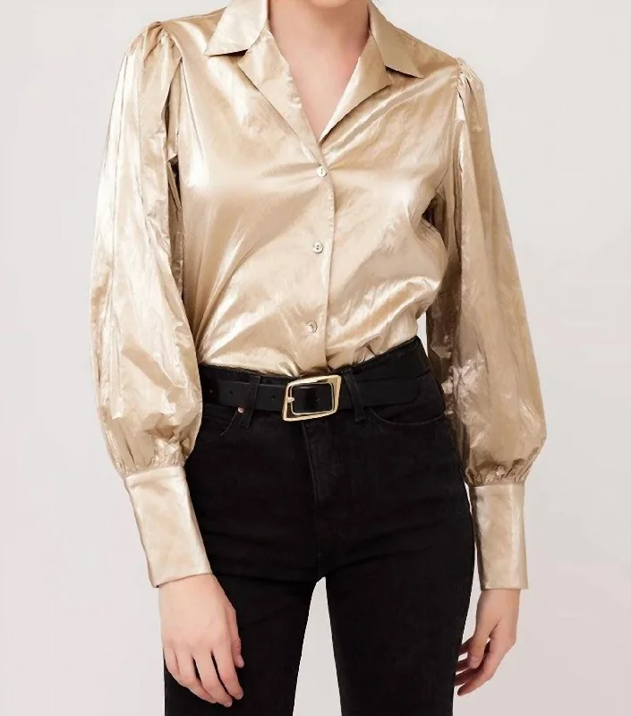 Value Deals Kira Button Up Shirt In Gold Dust