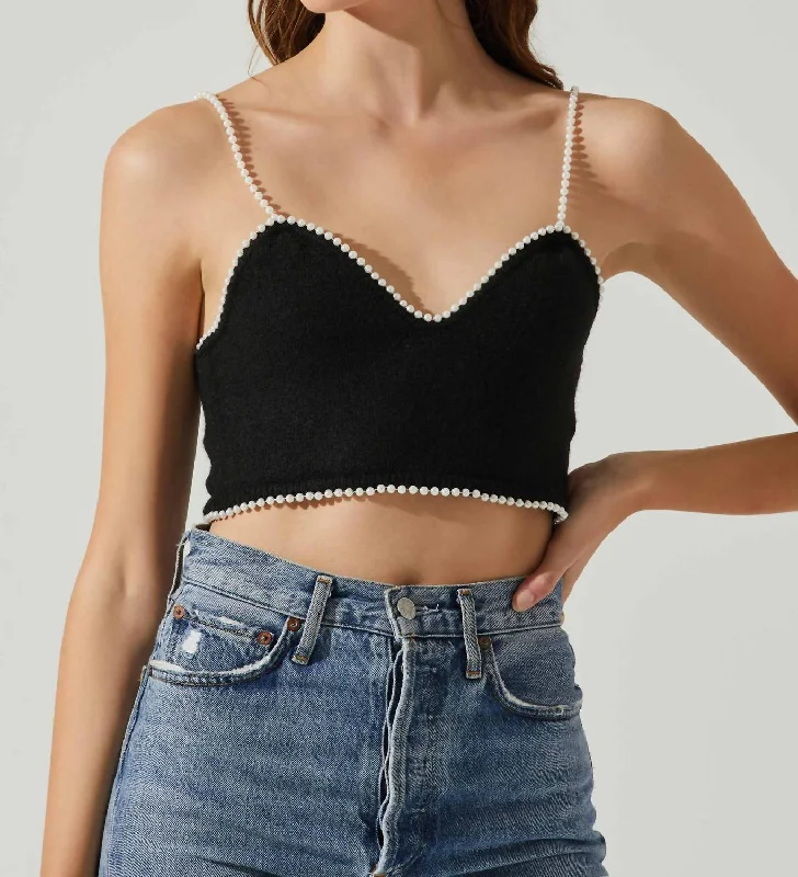 Loyalty Reward Kira Pearl Embellished Sweater Top In Black