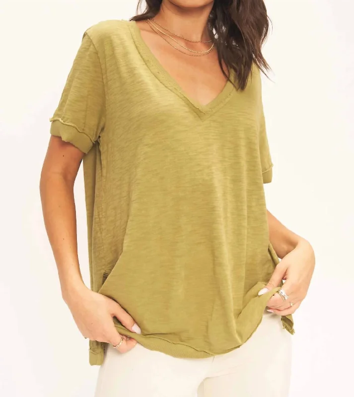 Sale Event Knock Out V Neck Tee In Martini Olive