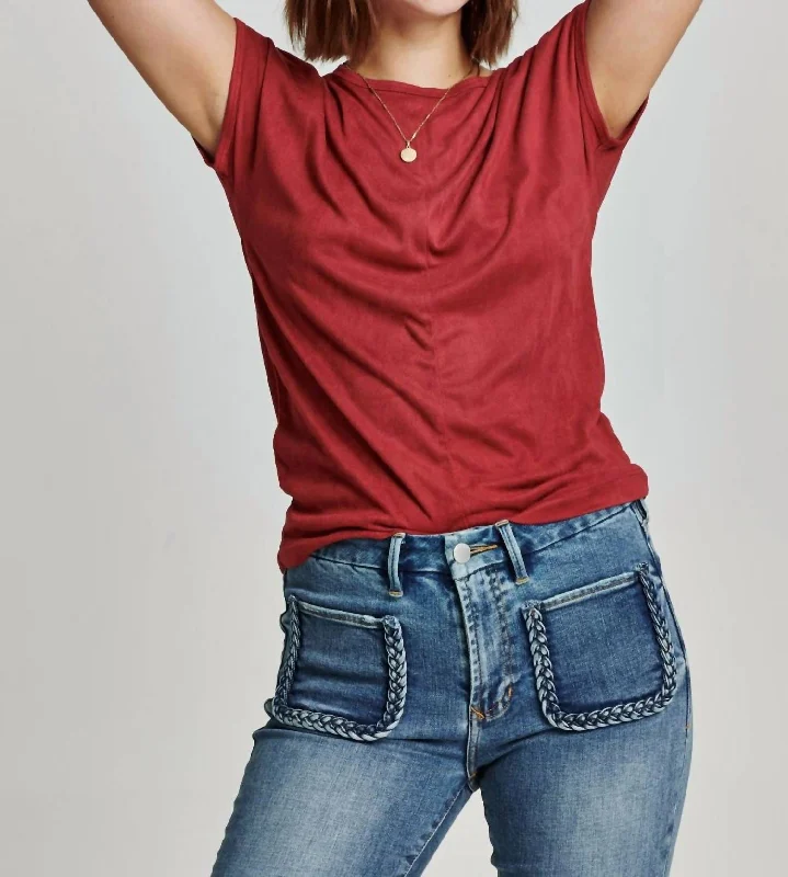 Huge Savings Lacey Suede Dolman Top In Vino