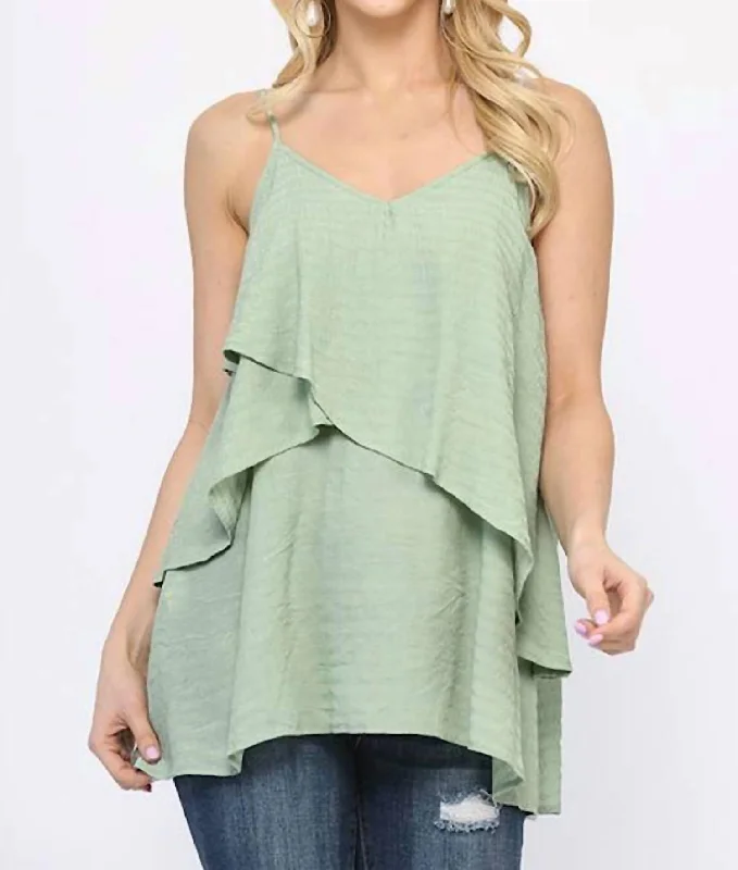 Now or Never Layer By Layer Tank In Dusty Mint