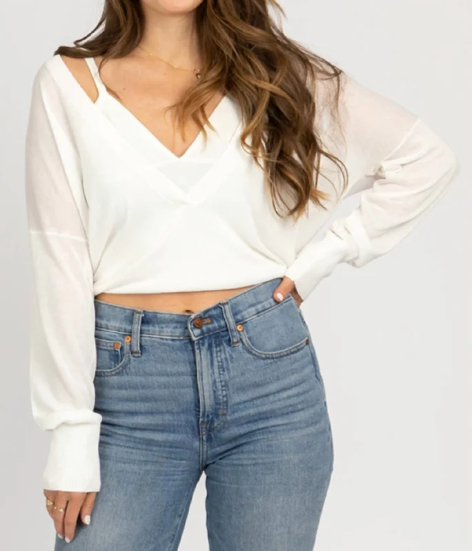 Limited Edition Layered Attached Knit Top In White
