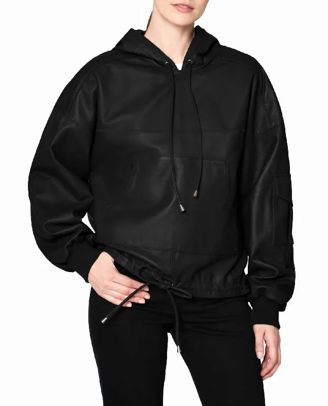 Epic Deals Leather Space Hoodie In Black