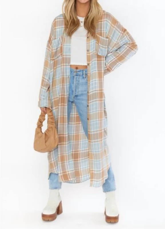 Overstock Leo Button Down Tunic In Georgetown Plaid