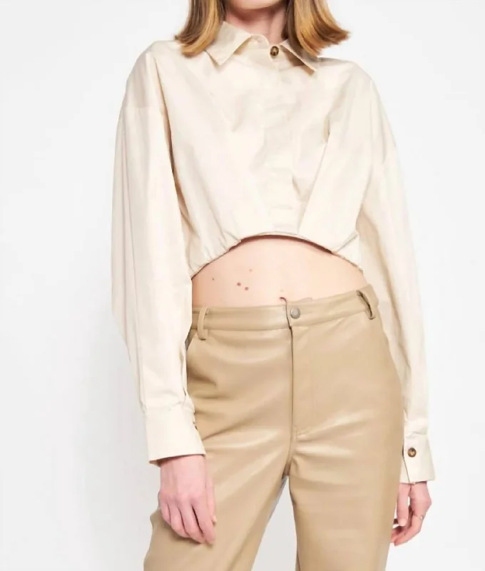 Lowest Prices Lessie Cropped Button Down Top In Cream